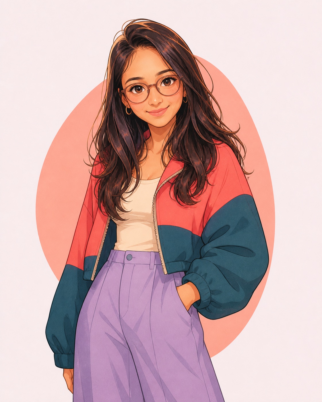 Illustrated portrait of Sayani Saha