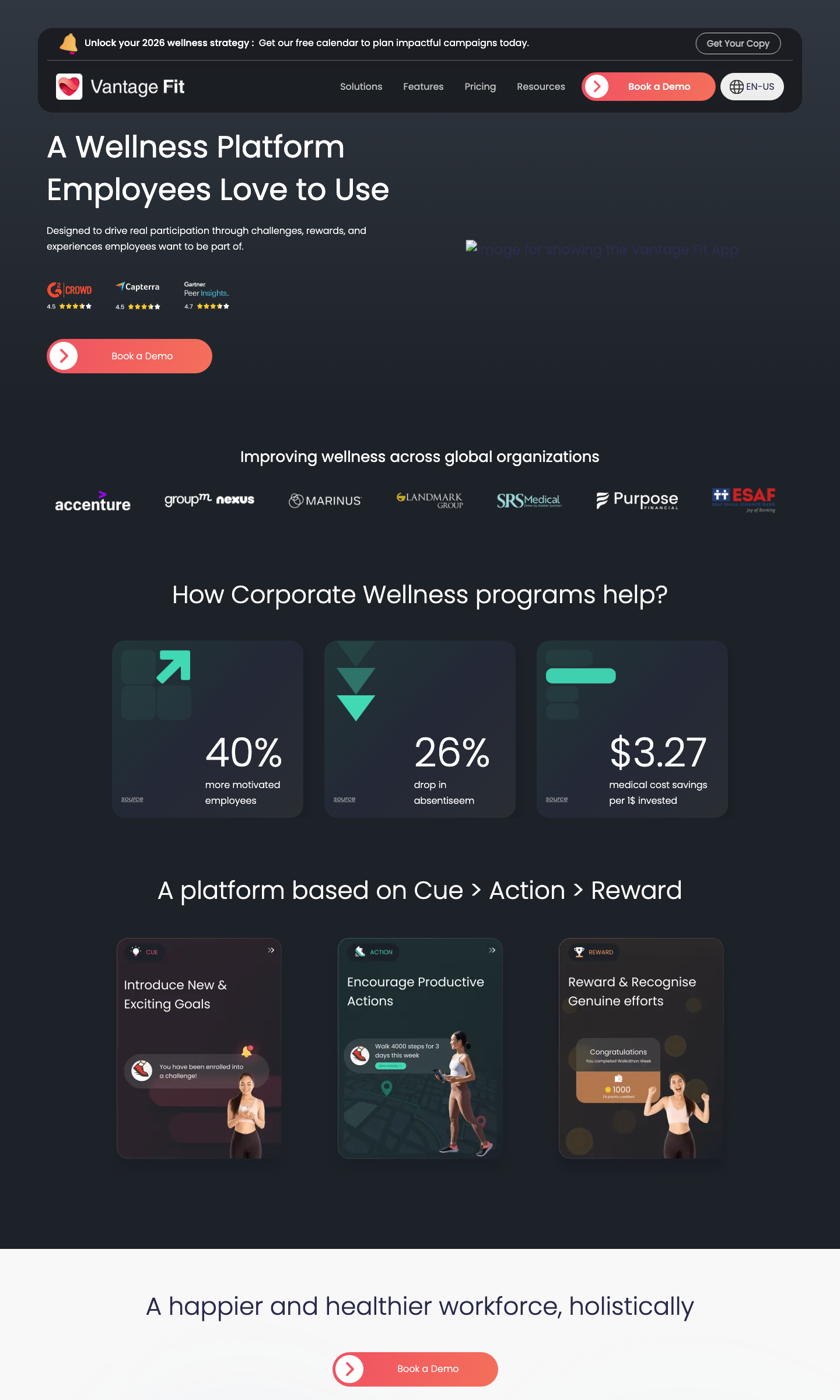 The old Gatsby-built vantagefit.io homepage, March 2026