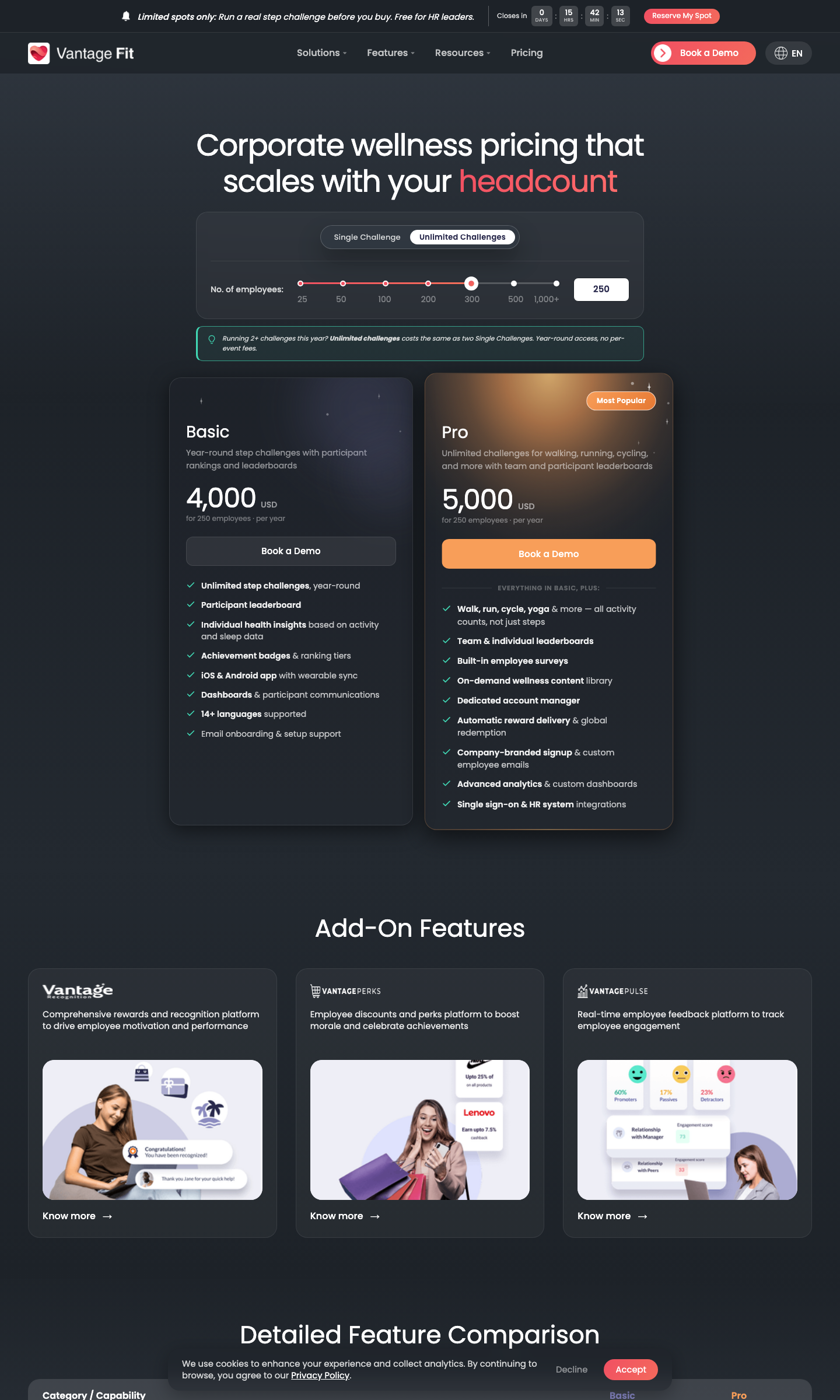 The rebuilt pricing page on vantagefit.io
